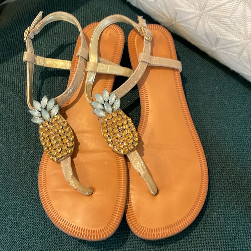pineapple rhinestone sandals